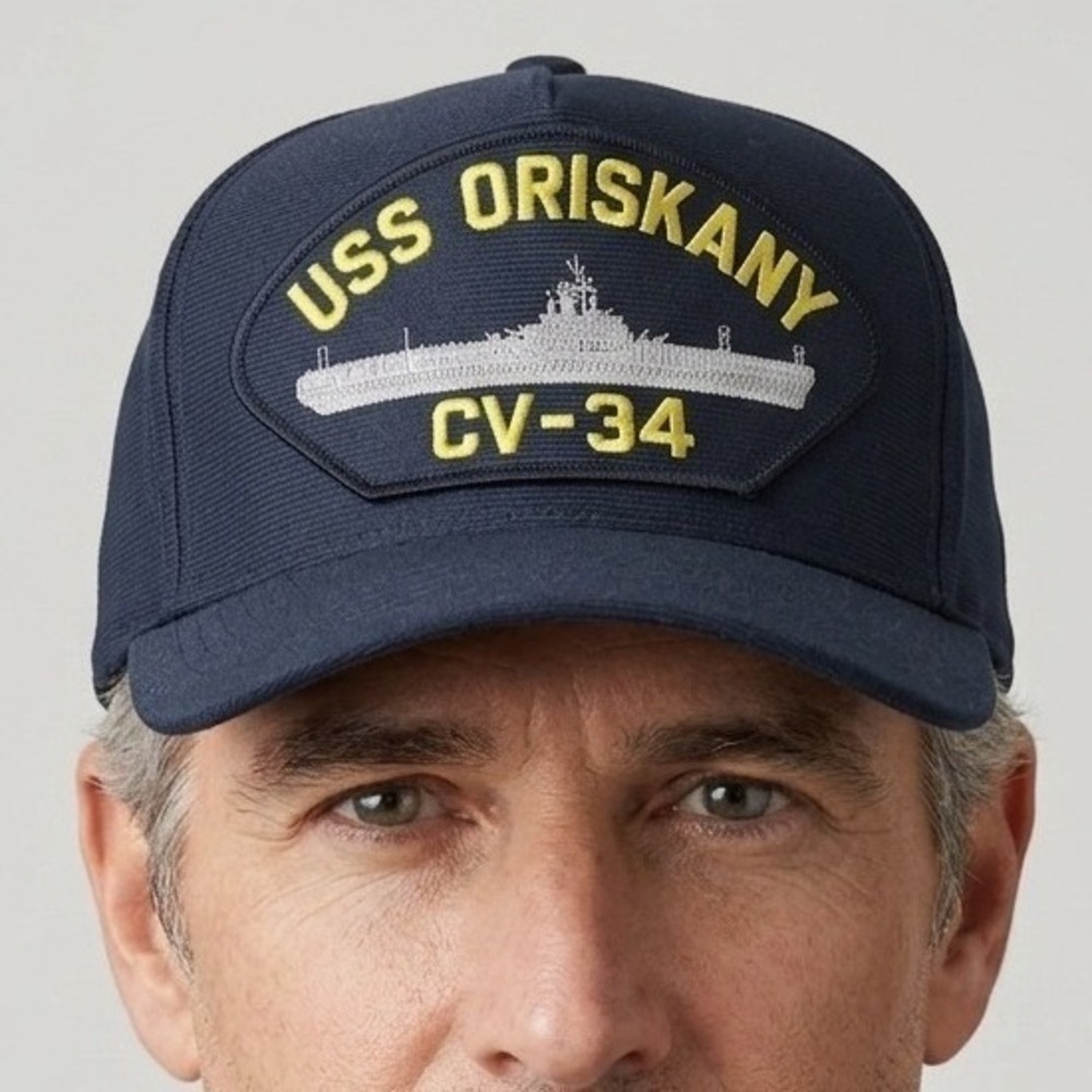 Eagle Crest USS Oriskany CV-34 Navy Blue Snapback Hat Military Veteran Cap
